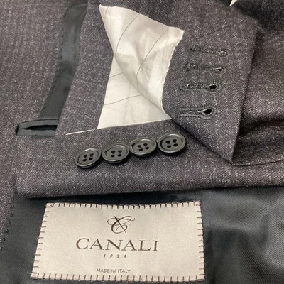 Canali 1934 Sport Coat Mens 52R 42R Gray Brown Wool Check Blazer Made in Italy Foto 1 de 4