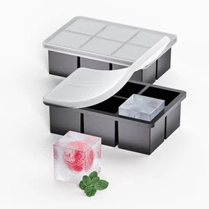2" Large Square Silicone Ice Cube Tray For Freezer, 6 Cavity Big Old Fashione... - Picture 1 of 7