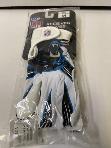 Carolina Panthers NFL Franklin Sports Receiver Gloves White Youth Medium Cover