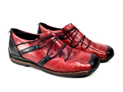 Zapatos Rieker Antistress 38 para mujer talla 7 rojo negro cuero elástico con cordones Foto 1 de 4