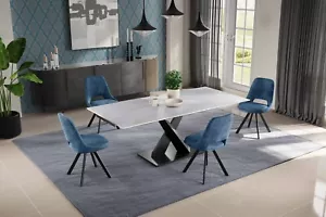 Set tavolo da pranzo allungabile Renard ceramica grigio argento 140/180 - Foto 1 di 15