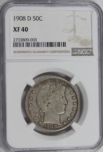 1908-D Barber Half Dollar : NGC XF40 - Picture 1 of 4