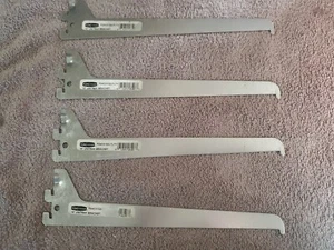 RubberMaid Single 10 Inch Track Rail Silver Metallic Bracket Shelfing Lot Of 4 - Picture 1 of 2