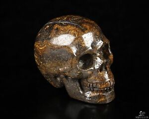 1.8" Matrix Opal Hand Carved Crystal Skull, Realistic, Crystal Healing