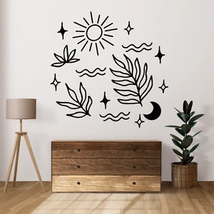 BOHO WALL STICKER BOTANICAL PLANT DECAL ROOM VINYL MURAL ART MODERN HOME DECOR - Picture 1 of 1