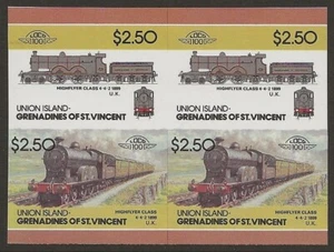 St. Vincent Grenadines - Union Islands Train #57 IMPERF Proof BLOCK VF-NH - Picture 1 of 1