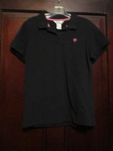 Lilly Pulitzer Girl's Size Large Cotton Short Sleeve Solid Black Polo Shirt - Picture 1 of 12