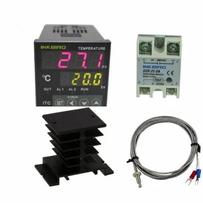 Inkbird PID Temperature Controller Thermostat ITC-100VH K Probe SSR Heat Sink UK - Image 1 of 4