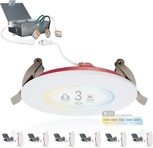 6-Pack Nuwatt 3" LED Recessed Downlight Dimmable 5CCT Light 2-Hour Fire Rated - Picture 1 of 9