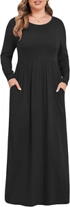 Women'S plus Size Maxi Dresses for Curvy Women Long Sleeve Casual Dress - Picture 1 of 12