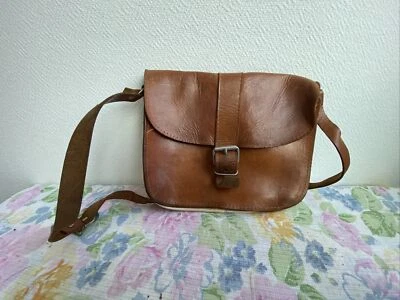 ancien sac a main besace cuir retro maroquinerie  - Photo 1/4