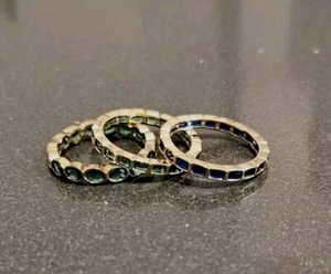 Juego de 3 anillos de piedras semipreciosas chapados en oro talla 9 - Imagen 1 de 8