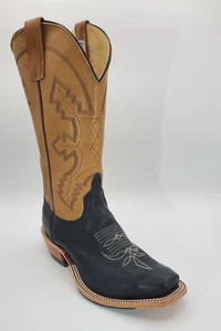 Anderson Bean Black Oiled Pig Cutter Toe Cowboy Boots 13 EE - Picture 1 of 2