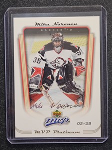 2005-06 Upper Deck MVP Platinum Super Script /25 #47 Mika Noronen RARE