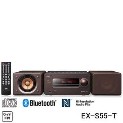 NEW: JVC Compact Audio System WOOD CONE EX-S55-T USB CD Player Bluetooth japan - Image 1 of 4