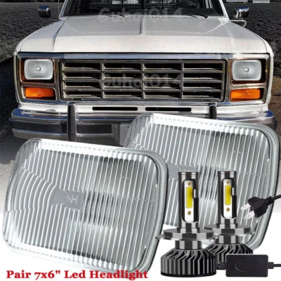 Par de faros LED cuadrados de haz alto/bajo aptos para Ford F150 Bronco 1978-1986 ++ Foto 1 de 4