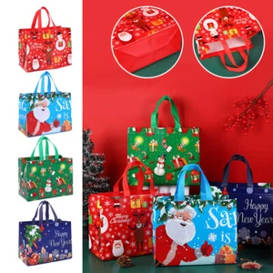 Christmas Gift Bags Large with Handles Christmas Tote Bags Bulk Reusable AE - Picture 1 of 17