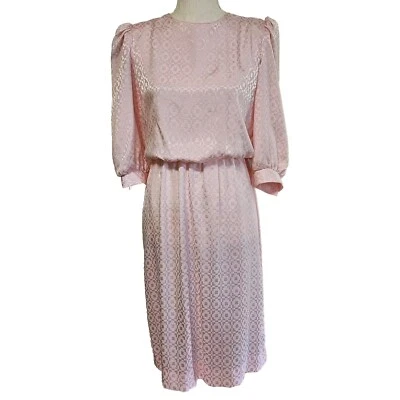 Vtg Lady Carol Petites Of New York Pastel Pink High Neck Blouson Dress Size 8 - Image 1 of 4