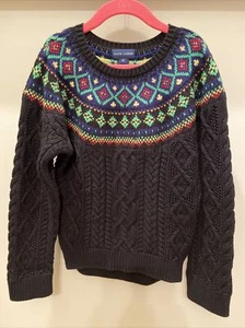 RALPH LAUREN Girls'  Wool Blend Sweater - Black / Colorful Accents - SIZE 6X - Picture 1 of 15
