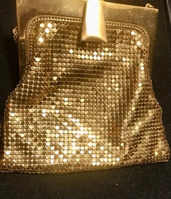 WHITING & DAVIS Vintage Gold Mesh Metal Evening Bag Art Deco Made In USA - Image 1 of 4