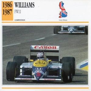 1986-1987 WILLIAMS FW11 Racing Classic Car Photo/Info Maxi Card - Picture 1 of 1