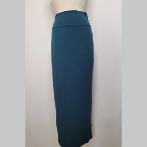 Maxi Falda Lápiz Verde EILEEN FISHER Talla S Jersey Elastizado Espalda Abertura Larga Verde Azulado - Imagen 1 de 9