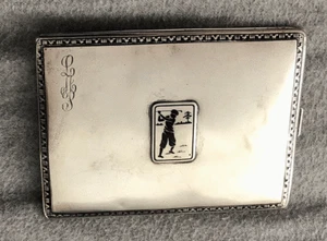 Rare Antique GOLF CIGARETTE CASE HOLDER: Sterling Silver 112 Grams; Golfer Image - Picture 1 of 4