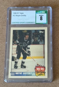 1990 1991 Topps NHL Hockey #12 Wayne Gretzky CSC 8 CGC Hall of Fame KINGS Card - Picture 1 of 2