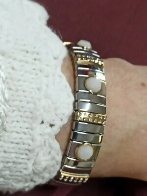 Pulsera Swarovski Plata Cristal Blanco Boda Joyería Formal Nupcial Hecha a Mano Foto 1 de 4