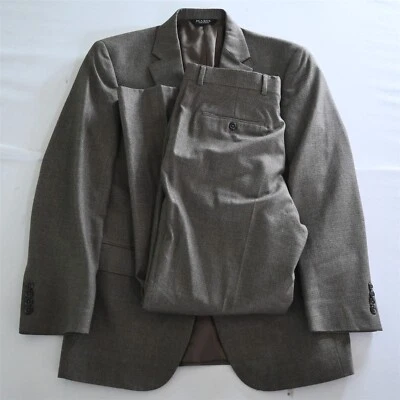 Jos A Bank 39R 40R 34x30 Brown Check 100% Wool Flannel Mens Jacket Pants Suit - Image 1 of 4
