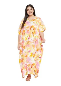 Kaftan Dress For Women Long Maxi Gown Summer Beach Boho Casual Floral Sundress - Picture 1 of 8