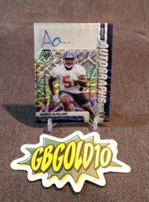 2021 Panini Mosaic AZEEZ OJULARI Rookie Auto Base Silver Mosaic Prizm Giants - Image 1 of 2