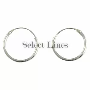 Pendientes de aro redondos de plata esterlina de 1,2 mm x 14 mm 0,925 joyería - Imagen 1 de 2