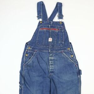 Vintage Red Camel Sanforized Overall Bibs Fade Distressed Workwear Chore 32 x 28