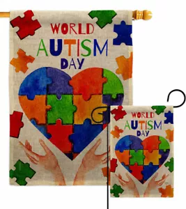 Bandiera da giardino giorno autismo supporto consapevolezza piccolo regalo decorativo cortile casa striscione - Foto 1 di 19