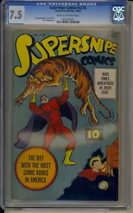 Supersnipe Comics V2 #5 Street & Smith CGC 7.5 VF- Golden Age 10/1944 Comic Book - Picture 1 of 2
