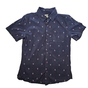 Bridge & Burn Short Sleeve Button Up Shirt Men's M Original Slim Fit Blue Aztec - Picture 1 of 6