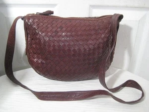 Bolso Bandolera Vintage Bottega Veneta Años 80 Borgoña Intrecciato Cuero Tejido - Imagen 1 de 23