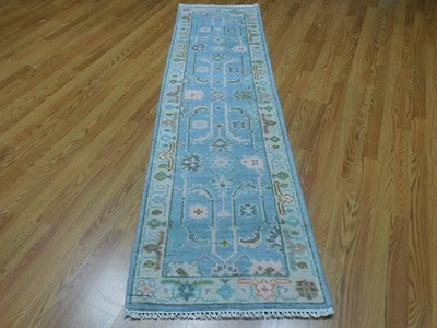 Turkish Oushak Rug,Modern Multicolored Area Rug,Handmade Bohemian Rug 2.1x8 Ft - Image 1 of 4