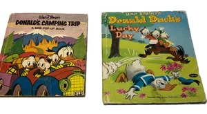 2 Vintage Disney Books ~ Donald's Camping Trip Pop Up and Donald's Lucky Day - Picture 1 of 10