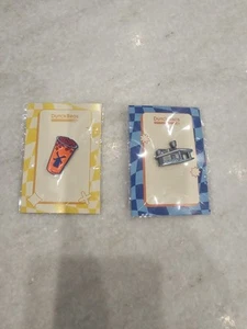 Dutch Brothers Enamel Pins, Set of Two, Boba Tea Pin and Dutch Building NEW  - Picture 1 of 9