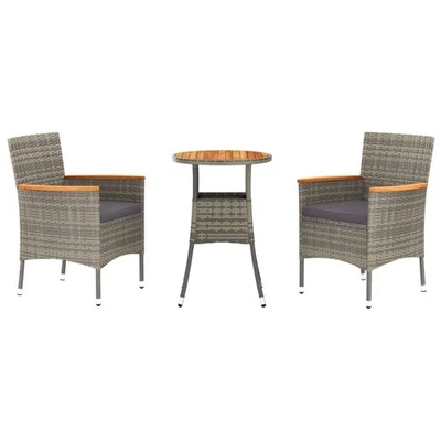 Patio Bistro Set with Cushions Outdoor Wicker Furniture Poly Rattan vidaXL - Image 1 of 4