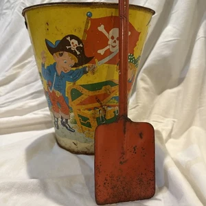 OHIO ART Pirate Kids Toy Sand Pail Mid Century Vintage Original Poor Condition - Picture 1 of 9