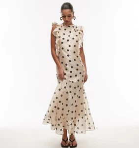 & Other Stories Polka Dot Ruffle Maxi Dress NWT Size 10 Romantic Retro Chic - Picture 1 of 13