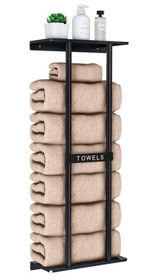 Black Bathroom Towel Rack For Rolled Towels Wall Mounted Read Description Foto 1 de 3