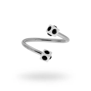 Body Piercing Circular Barbell Spirale mm 13 con Cubi Bianchi mm 3 e Crystal Ner - Picture 1 of 1