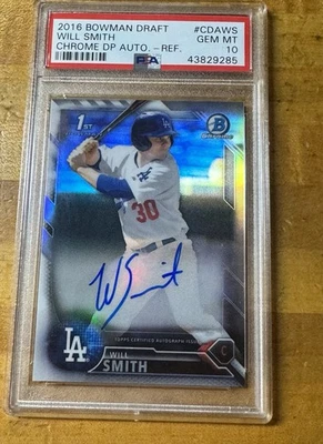 2016 Bowman Chrome Draft Will Smith Auto Refractor /499 PSA 10 CDAWS  Dodgers RC - Image 1 of 4