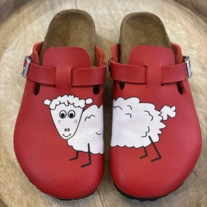 BIRKENSTOCK Birki's Wood By Kay Sheep Mule Clog Red 34 3 - Picture 1 of 5