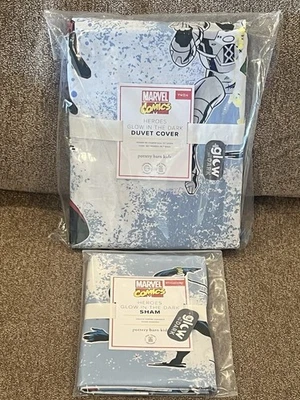 Funda nórdica y farsa gemela Pottery Barn Kids que brilla en la oscuridad Marvel Comics Heroes Foto 1 de 3