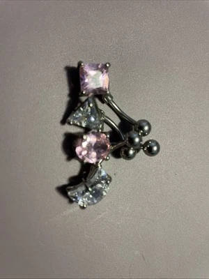  Anillos ombligo piedras preciosas rosa y blanco Foto 1 de 4